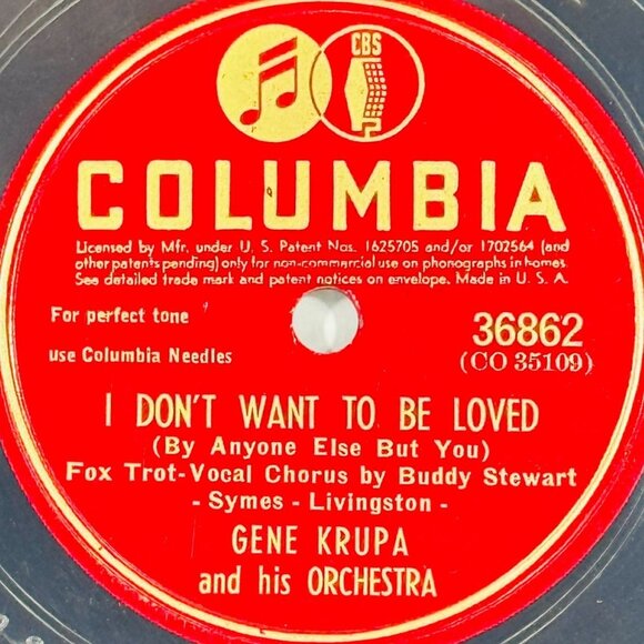 Gene Krupa I Don’t Want To Be Loved 10in Shellac 78 RPM Columbia 36862 - Picture 2 of 4